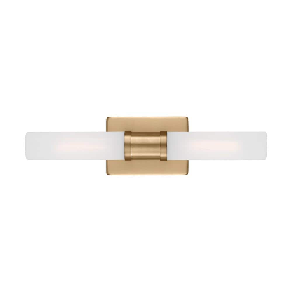 Satin Brass 2-Light Dimmable Vanity Fixture with Glass Shade