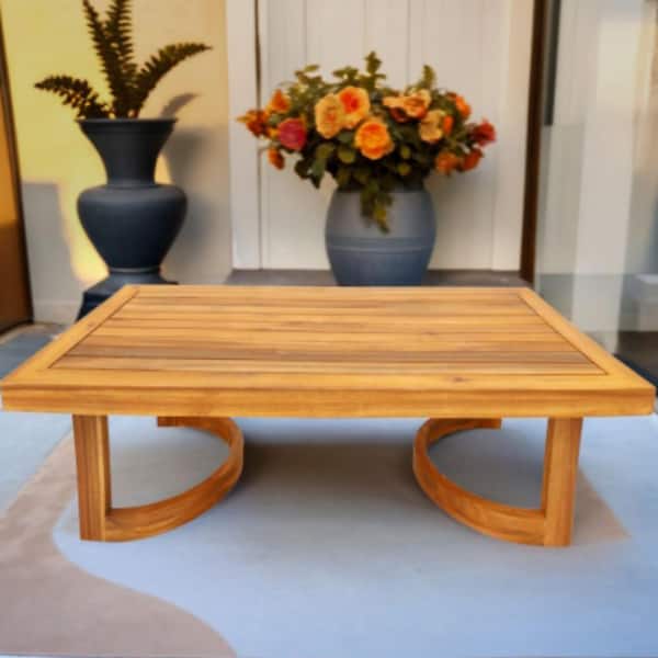 Helga Rectangle Acacia Wood Patio Outdoor Coffee Table