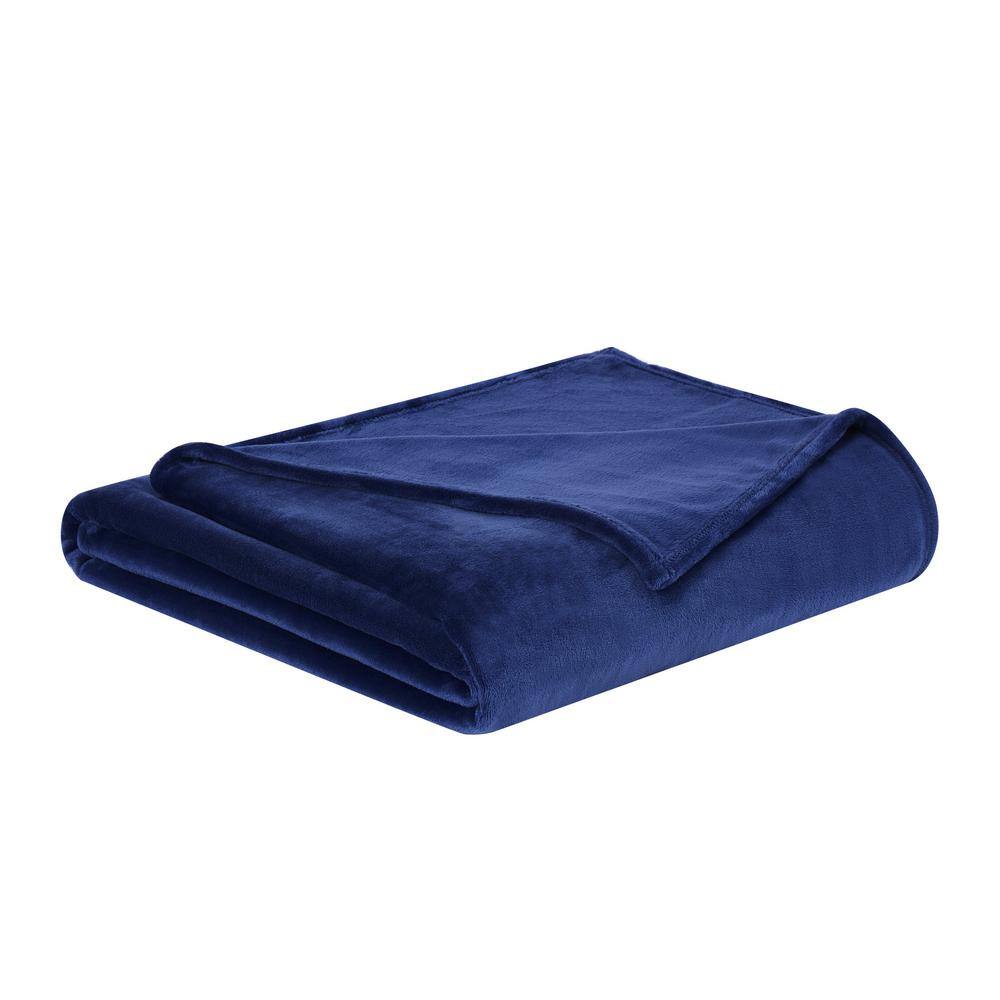 Truly Soft Velvet Plush Navy Throw Blanket TH3167NV-9100 - The