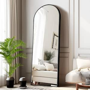 21 in. W x 64 in. H Modern Arched Shape Metal Framed Black Standing Mirror Full Length Wall Mirror