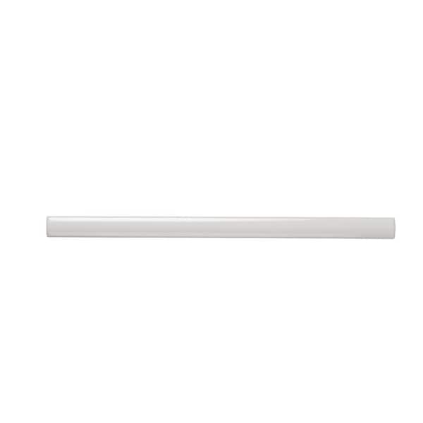 Silken White 0.5 in. x 7.9 in. Glossy Ceramic Pencil Tile Trims (0.3 sq. ft./case) (10-pack)