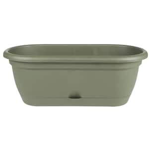 Lucca 19 in. Living Green Plastic Self-Watering Window Box with Saucer