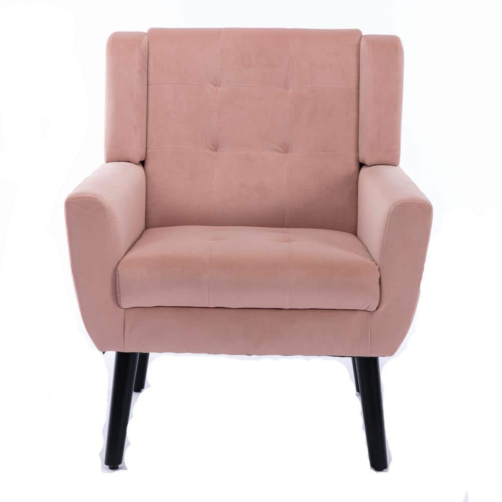 Pink Velvet Material Ergonomics Accent Arm Chair Living Room Chair Bedroom 