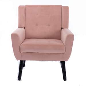 Pink Velvet Material Ergonomics Accent Arm Chair Living Room Chair Bedroom Chair Home Chair with Black Legs