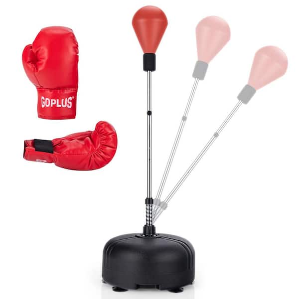 Freestanding Punching Bag with Stand Boxing Gloves for Adult Kids Adjustable Red