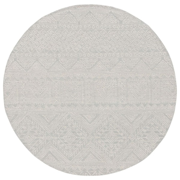 SAFAVIEH Micro-Loop 6 ft. x 6 ft. Light Gray/Ivory Geometric Diamond ...