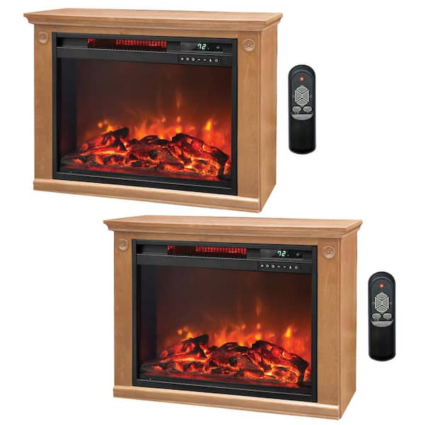 Lifesmart 3 Element Quartz Electric Infrared Portable Fireplace Heaters (Pair)