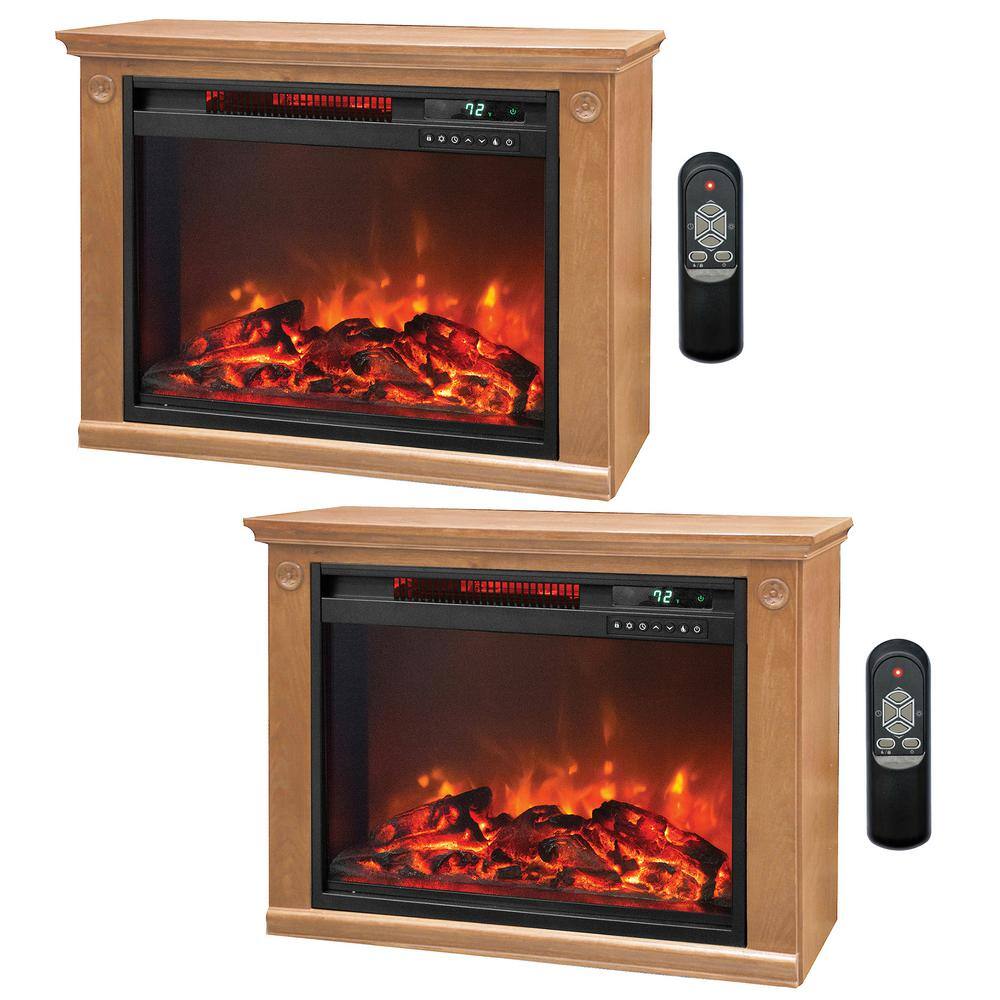 Lifesmart 3 Element Quartz Electric Infrared Portable Fireplace Heaters (Pair), Brown -  LS-ZCFP1008US