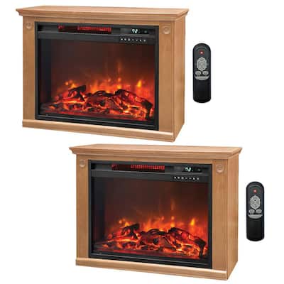 3 Element Quartz Electric Infrared Portable Fireplace Heaters (Pair)