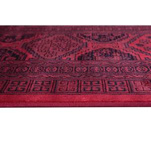 Sonoma Alastair Red and Black 3 ft. 2 in. x 4 ft. 6 in. Geometric Floral Viscose Area Rug