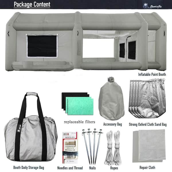 20 ft. x 13 ft. x 8.5 ft. Portable Inflatable Paint Booth with Blowers (480W and 750W) and Air Filter System