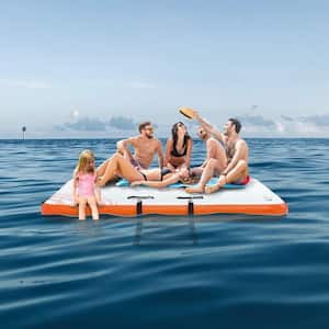 Inflatable Floating Dock 8 ft. x 6 ft. Inflatable Dock Platform Non-Slip Water Floating Dock Mat