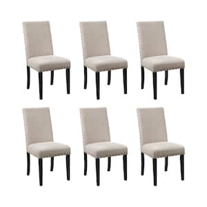 New Classic Furniture Crispin Natural Beige Polyester Fabric Dining Side Chair with Nailhead Trim (Set of 6)