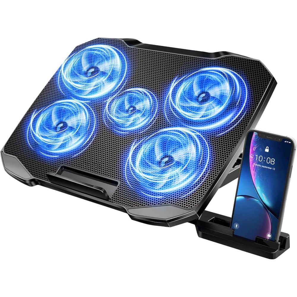 Laptop Cooling Pad Stand with 5 Quiet Fans and Adjustable Angles for 12-15.6 in. Notebooks Black price history on PriceWatchPro