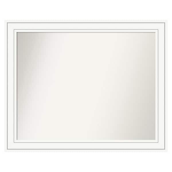 Amanti Art Craftsman White 37 in. x 30 in. Custom Non-Beveled Satin Wood Framed Bathroom Vanity Wall Mirror