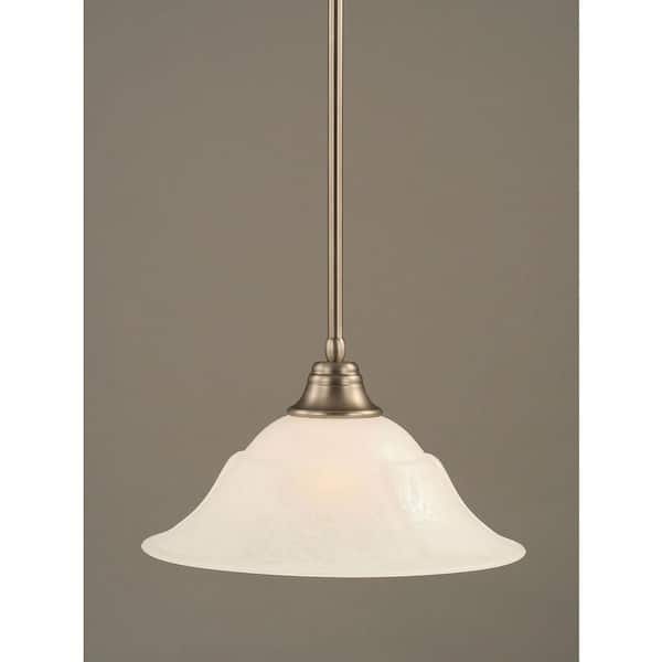 Unbranded Sparta 100-Watt 1-Light Brushed Nickel Bowl Mini Pendant Light with Glass Shade