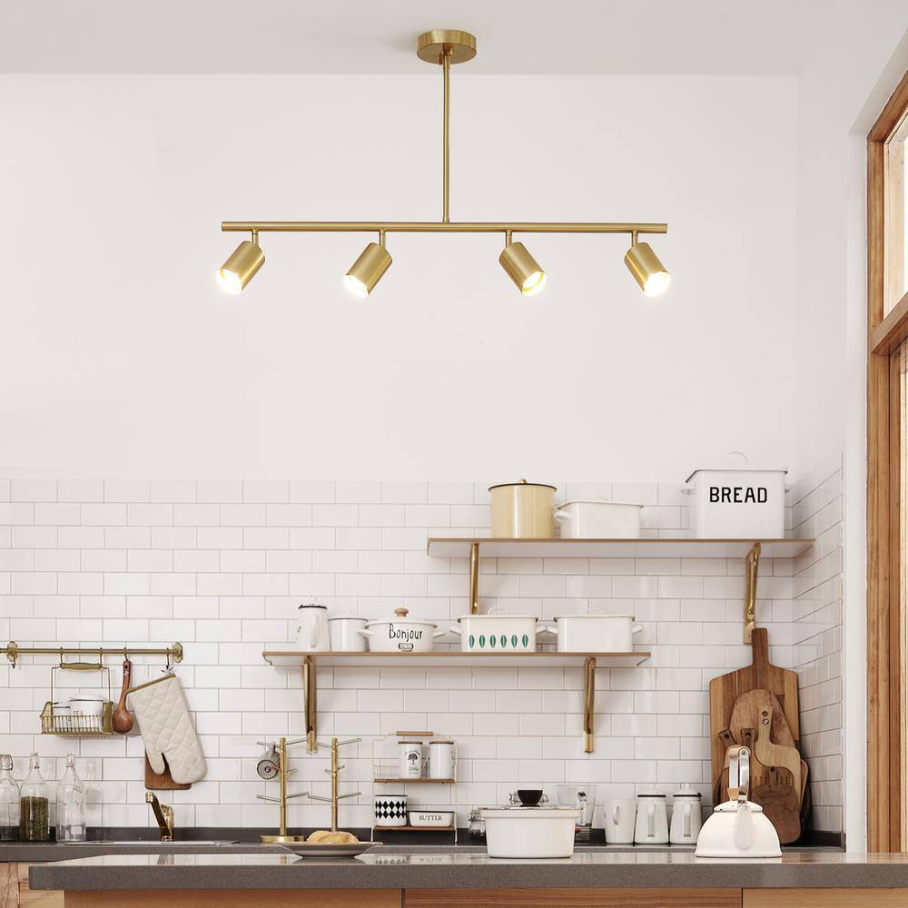 Matte Brass Adjustable Height 4-Light LED Ceiling Track Fixture