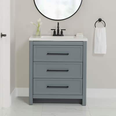Home Decorators Collection Hailey 31 in. Single Sink Laguna Blue Bath Vanity with White Cultured Marble Top (Assembled) HI30P2-LG