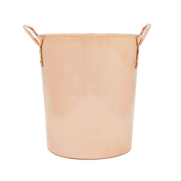 SINKOLOGY Classic Extra Thick Pure Copper Ice Bucket with Handles in Natural Copper