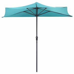 9 ft. Steel Half Round Market Patio Umbrella in Turquoise