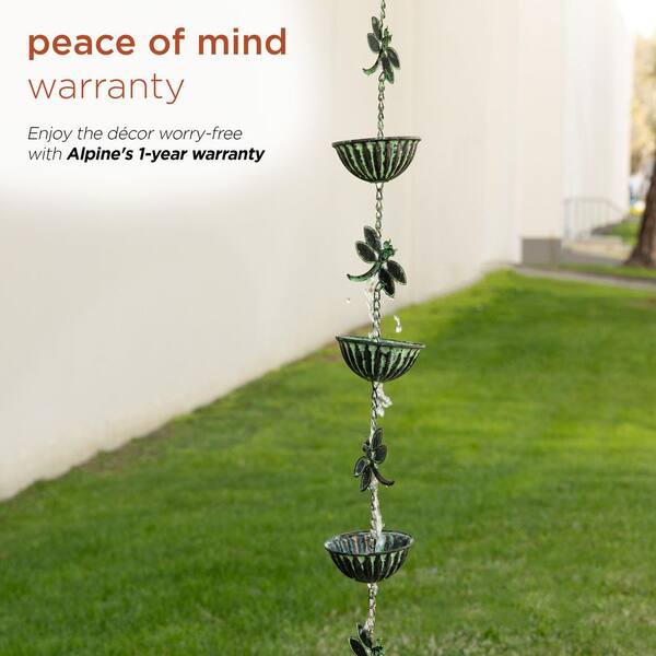 Alpine Corporation Metal Hanging Dragonfly Chain Rain Catcher