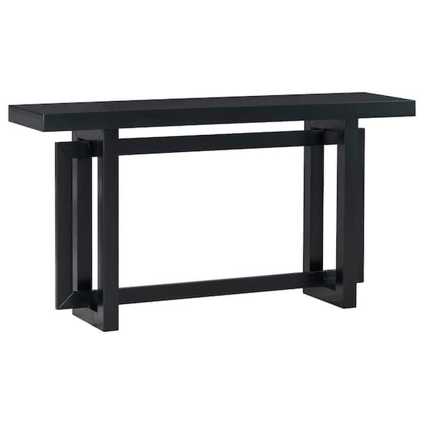 Polibi 59.10 in. Contemporary Black Rectangle Wood Console Table for Entryway, Hallway, Living Room