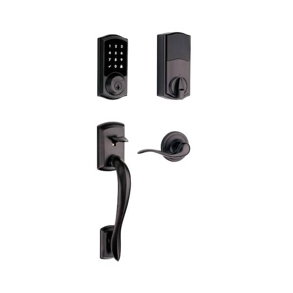 Kwikset SmartCode 915 Touchscreen Venetian Bronze Single Cylinder Electronic Deadbolt with Avalon Handleset and Tustin Lever