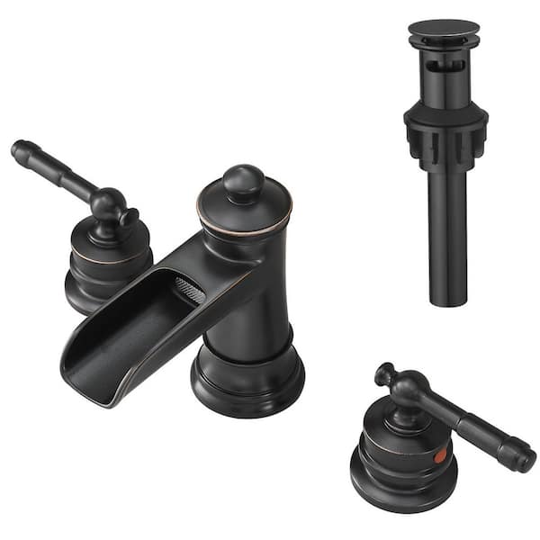8 in. Widespread Double Handle Bathroom Faucet with Pop Up Drain in Oil-Rubbed Bronze