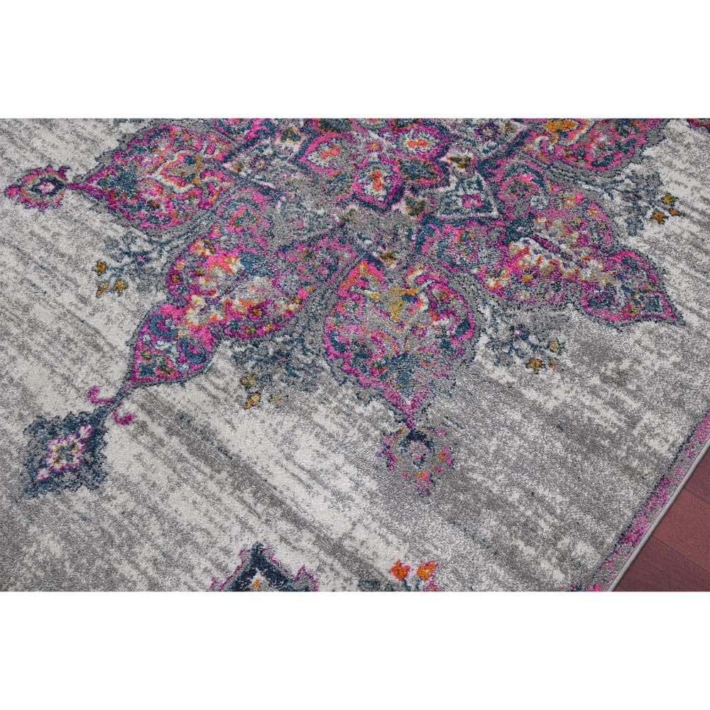 Isabelle Pink Rectangular Synthetic Bohemian Area Rug
