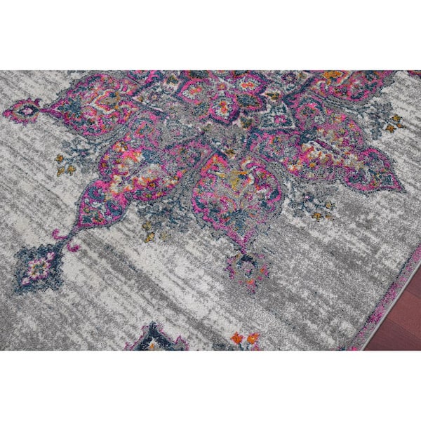 Montana 5 x 8 Pink Medallion Pattern Area Rug for High Traffic Living Room Dining Room Bedroom
