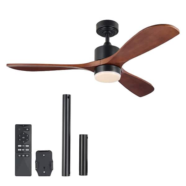 Merra 52 in. Indoor Black Standard Ceiling Fan with Dimmable Integrated LED and Remote Included