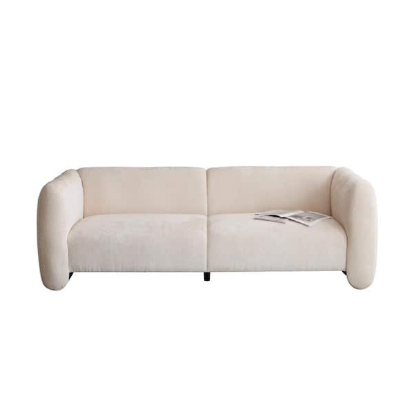 CHRISTOPHER KNIGHT HOME Calysera 83 in. Modern Boucle Fabric Upholstered Round Arm Rectangle 3-seater Sofa with Wave Design, Beige