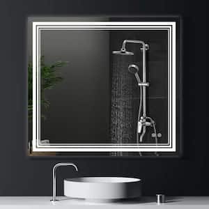 36 in. W x 36 in. H LED Square Frameless Wall Bathroom Vanity Mirror Touch Control in Sliver