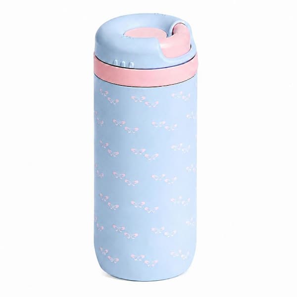 15 oz. Coquette Blue Stainless Steel Insulated Coffee Tumbler with Twist-Open Lid, Leak-Resistant and Bow Charm
