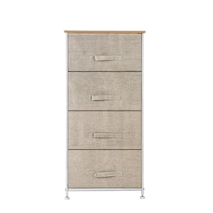 11.87 in. W x 37.5 in. H Beige 4-Drawer Fabric Storage Chest with Beige Drawers