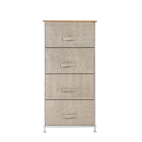 Karl home 11.87 in. W x 37.5 in. H Beige 4-Drawer Fabric Storage Chest with Beige Drawers