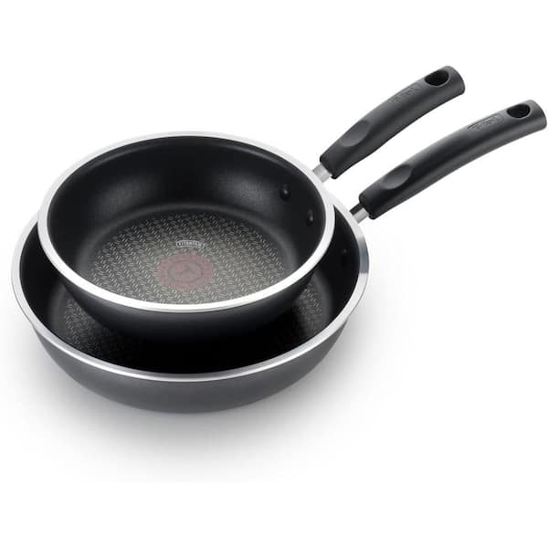 Aoibox 2 Piece: 8 and 10.5 Inch Aluminum Non-Stick Fry Pan Set, Nonstick Frying Pans, Skillets, Dishwasher Safe, Black