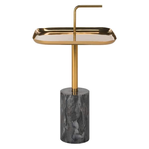 SAFAVIEH Artemis 15.8 in. Brass and Marble Side Table