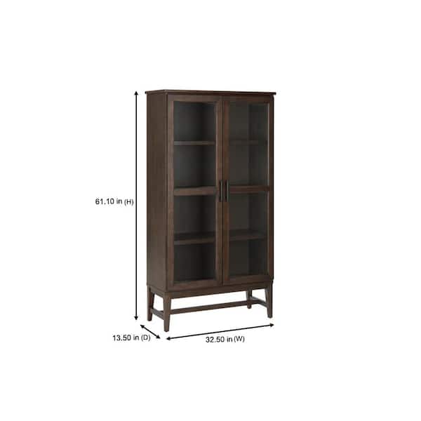 Smoke Wood 4 Shelf Standard Bookcase, Espresso Bookcase With Glass Doors