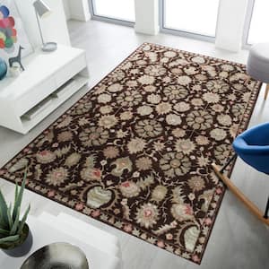 Brown 6 ft. x 9 ft. Hand-Knotted Wool/B. Silk Modern Silk Knotted Area Rug
