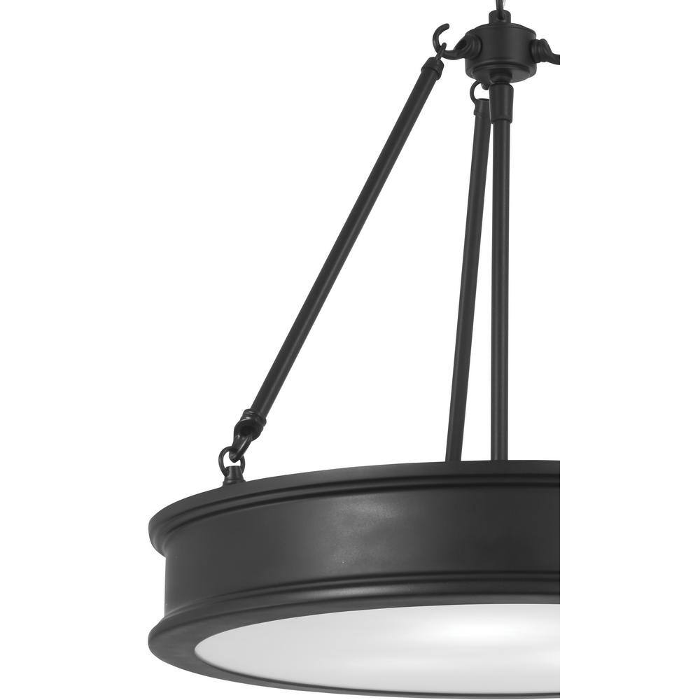 Coal Nickel Glass Drum 3-Light Pendant