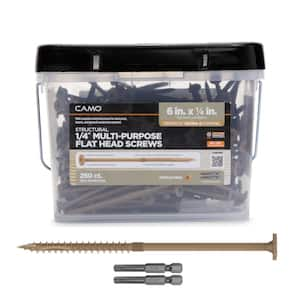 1/4 in. x 6 in. Star Drive Flat Head Multi-Purpose Structural Wood Screw - PROTECH Ultra 4 Exterior Coated (250-Pack)