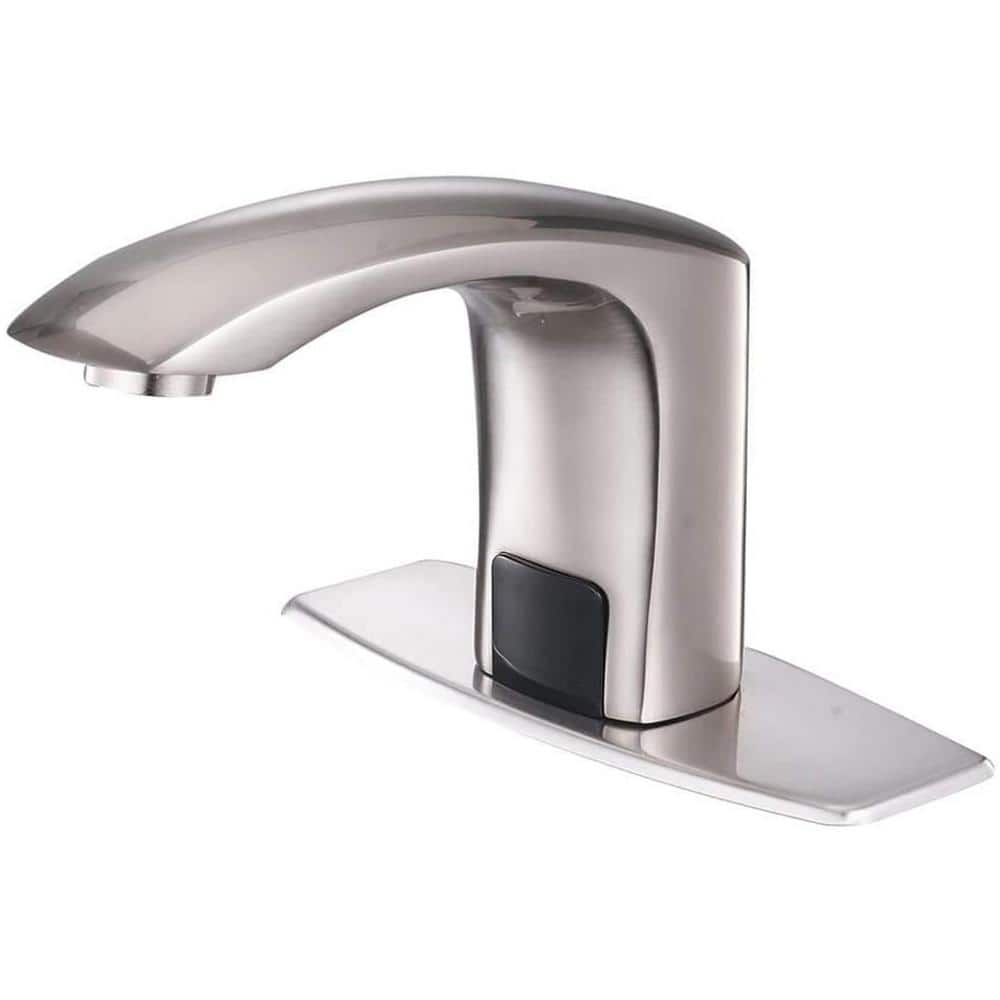 Fapully Battery Powered Touchless Smart Sensor Single Hole Bathroom   Brushed Nickel Single Hole Bathroom Faucets Fa Is P0059n D 64 1000 