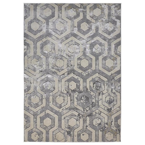 HomeRoots Gray Taupe and Silver 2 ft. x 3 ft. Abstract Area Rug