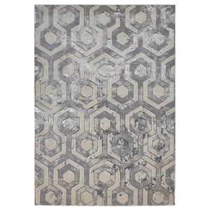 Gray Taupe and Silver 2 ft. x 3 ft. Abstract Area Rug