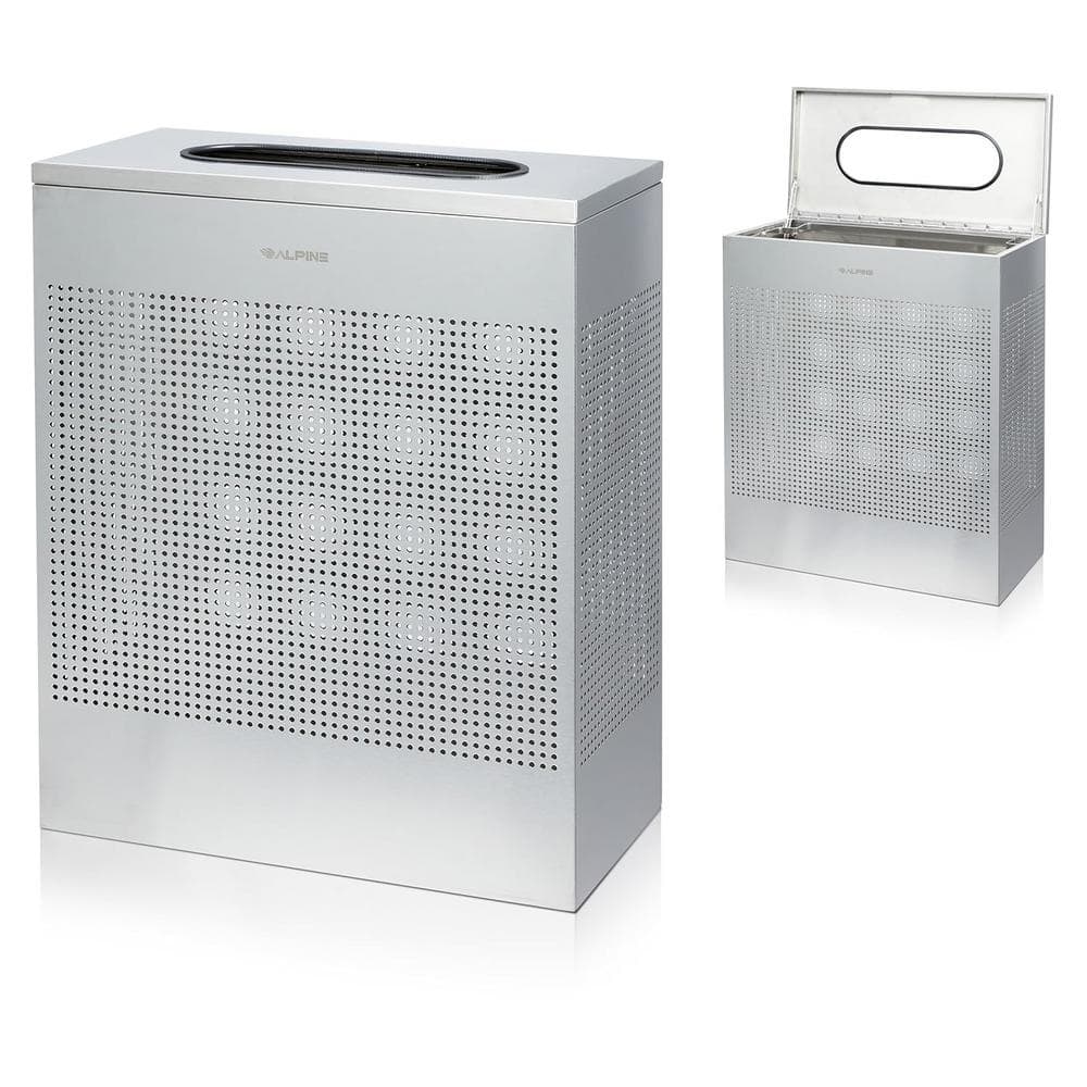 23 Gal. Perforated Steel Rectangular Stainless Steel Slim Commercial Trash 