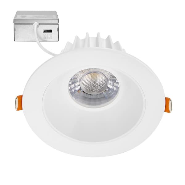 4 in. Slim Round Recessed Anti-Glare LED Downlight, White Trim, Canless IC Rated, 1200 Lumens, 5 CCT 2700K-5000K