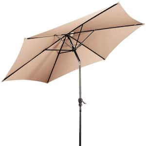 9 ft. Steel Market Tilt Patio Umbrella in Beige with Crank