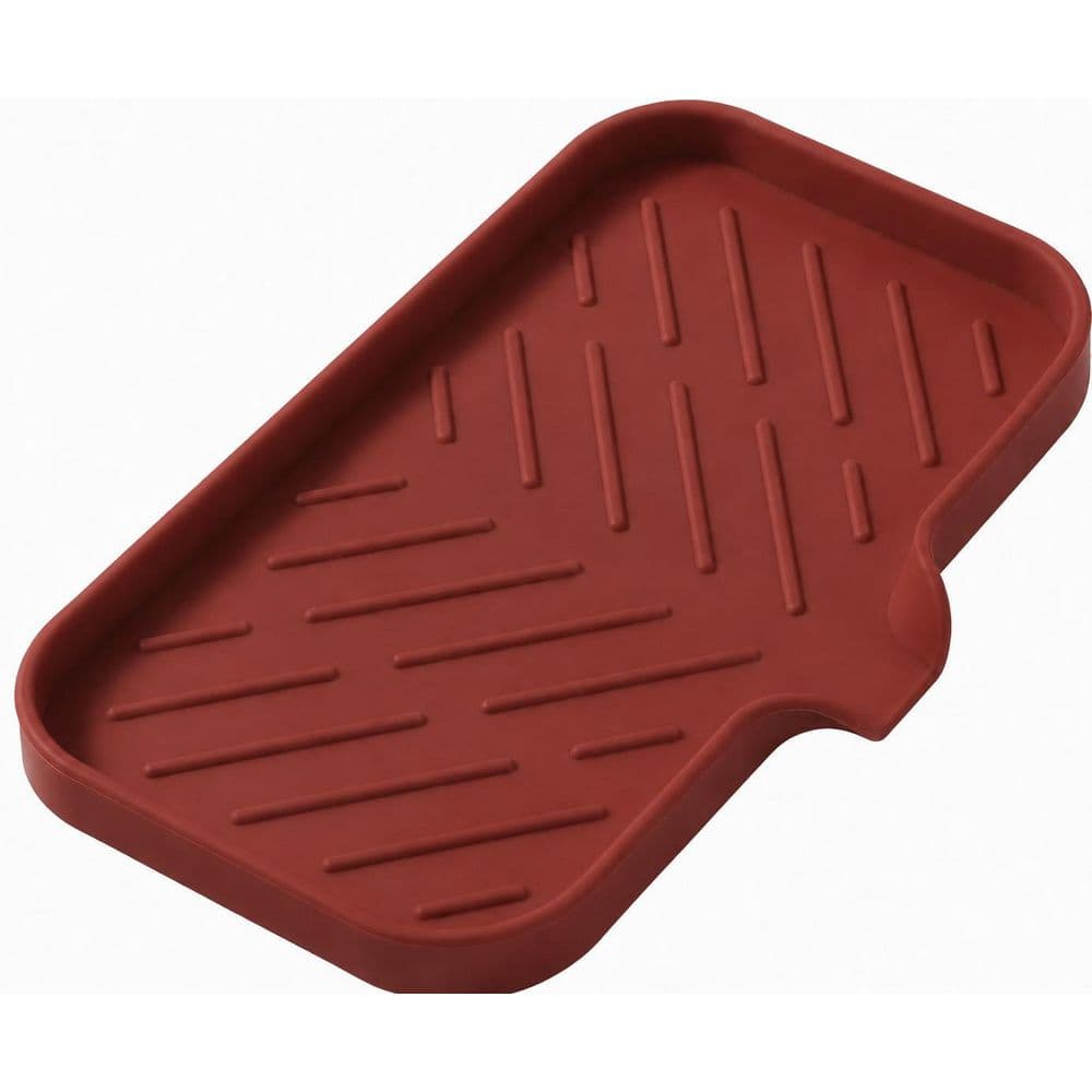 Silicone Soap Dish with Drain Spout, Self-Draining Sink Organizer Tray for Bathroom and Kitchen, Non-Slip, Red price history on PriceWatchPro