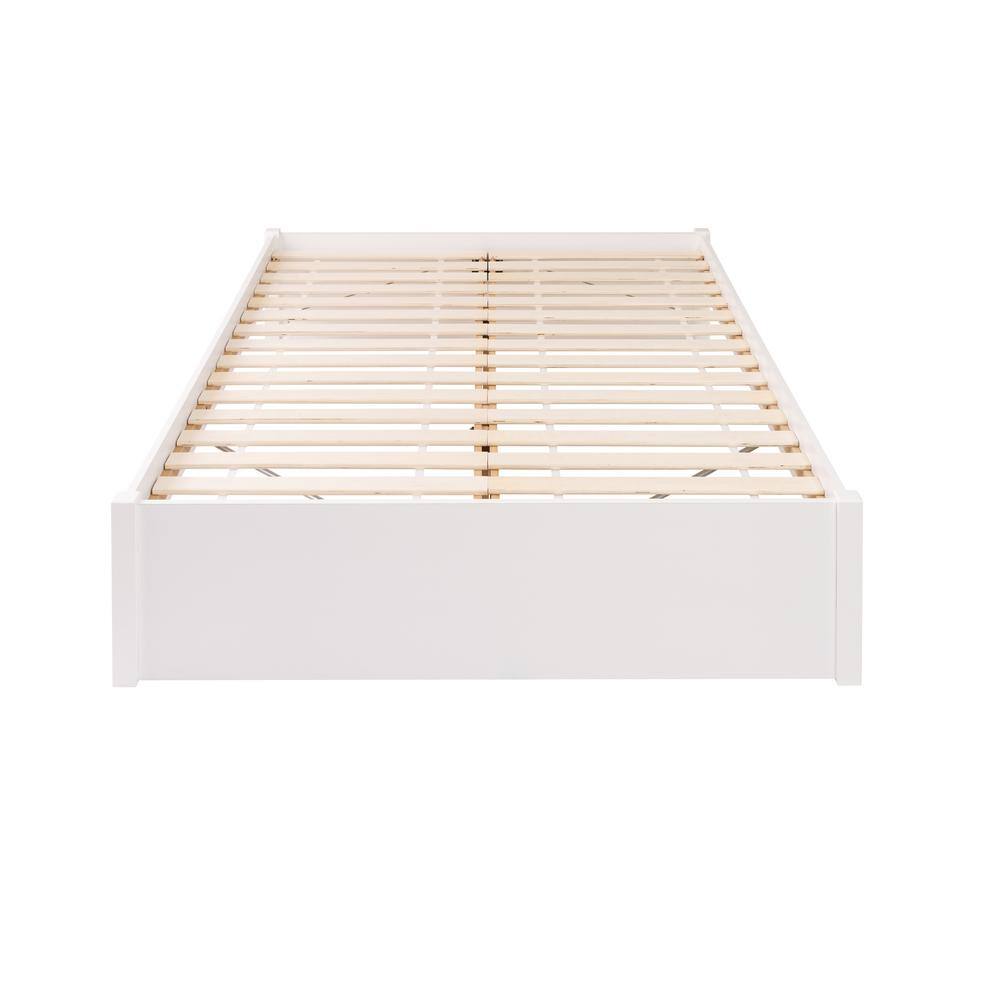 Elegant Queen Platform Bed with 4 Storage Drawers - White Finish